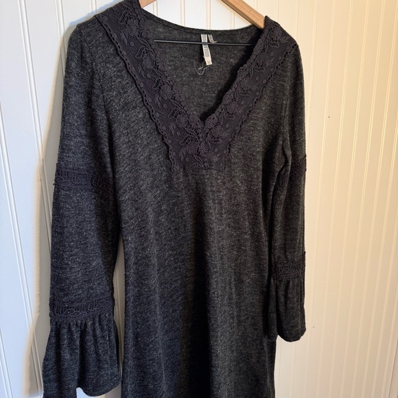 Monoreno Dark Gray Lace Long Sleeve Dress Women’s Size Medium - Picture 2 of 12